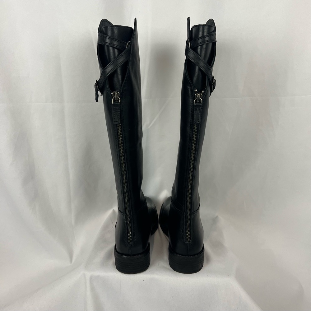 Free People Faded Black Everly Equestrian Boots Leather Zipper Back - Picture 7 of 16